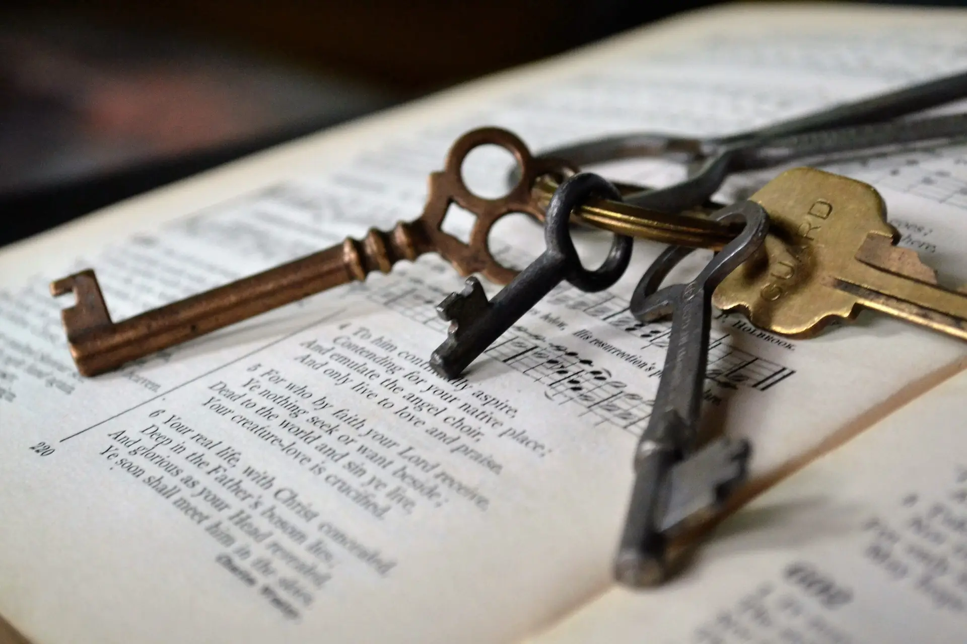 Keys on hymnal