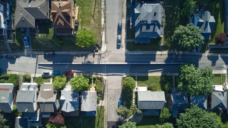 Aerial view of community street