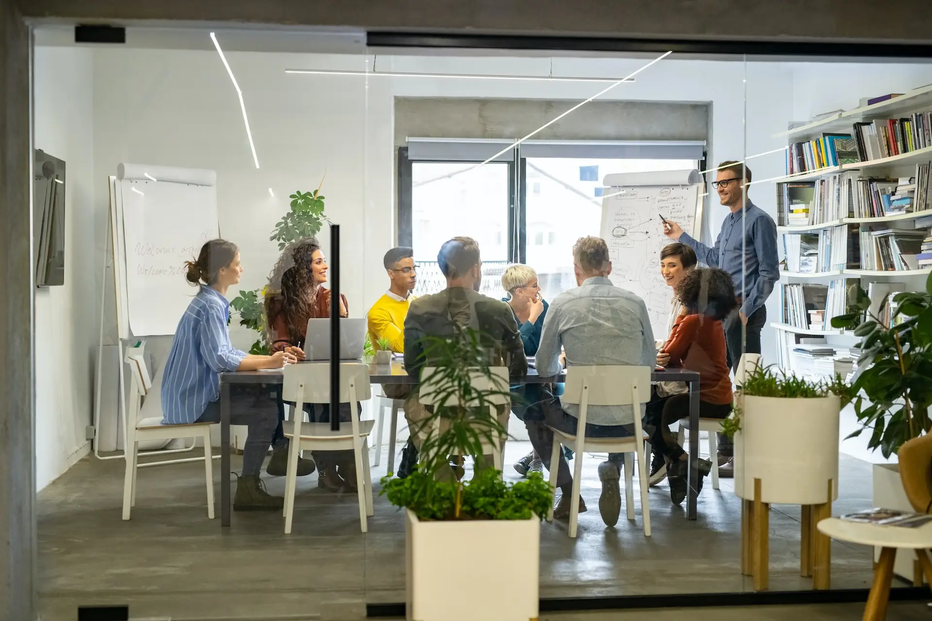 Group of people planning around a table