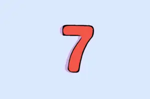 Red number 7 on light blue background