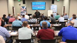 Robert Smith Jr. speaks to a group of men at the Alabama Baptist SBOM